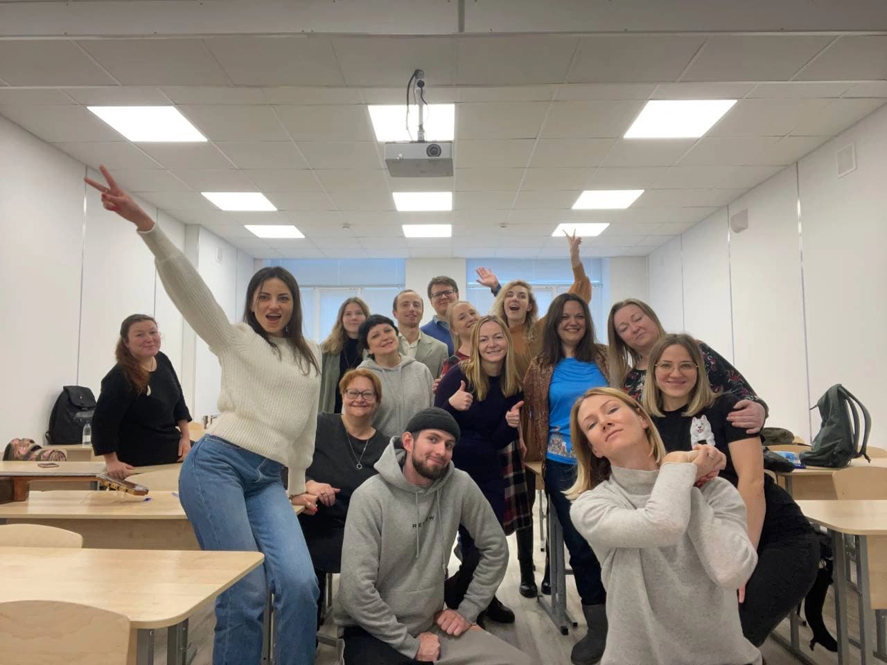 Participants in the marketing professional retraining programme in a classroom