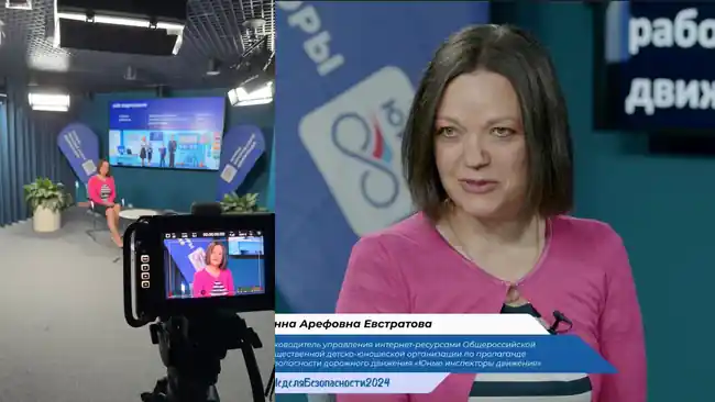 Анна Евстратова во время эфира и на съёмочной площадке проекта ЮИД